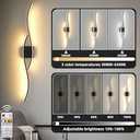 Battery Operated Wall Sconce Set of 2, Modern Wireless Sconces with Remote, Black Rechargeable Wall Lights Dimmable Battery Cordless Wall Sconces for Bedroom Living Room Hallway Timing(39.4 Inch)