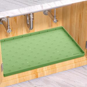 Sdpeia Under Sink Mat 22"14" Waterproof Silicone Cabinet Liner & Sink Protector for Kitchen & Bathroom, Multi-Purpose Organizers Tray for Pets, Laundry, Cat Litter Mat (Avocado Green)