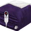 Electric Heated Blanket Full Size 72"x84", Soft Flannel with Overheat Protection, 9 Adjustable Heat Settings & 10-Hour Auto-Off Timer, Fast Heating for Winter Comfort, Dark Purple