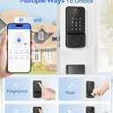 Keyless Entry Door Lock with Handle, APP Control Smart Front Lock Set, Keypad Door Lock with Handle, Keypad Deadbolt Auto Lock, Easy to Install, Bluetooth, Black