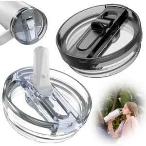 Leak Proof Lid for Stanley, 2 Pack 40oz Detachable ProTour Lid with Stanley Quencher, No Spill 40 oz Tumbler Lids BFA-FREE Cup Accessories