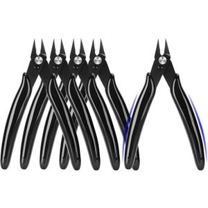 5 Inch Flush Cutters, 5 Pack Micro Wire Cutters, Sharp Zip Tie Cutter, Precision Wire Cutters for Crafting, Jewelry Making, Plastic Models, 3D Print, Electronics, Floral