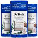 Dr Teal's Aluminum Free Deodorant, Coconut Oil with Essential Oils, 2.65 oz (Pack of 3)