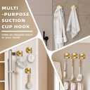 Suction Cup Hooks for Shower - Bathroom Reusable Hooks for Towels, Robes & Loofah - No-Drill Mounting on Kitchen,Walls,Metal,Glass,Mirrors,Tile & Smooth Non-Porous Surfaces (4, Brushed Gold)