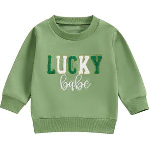 Toddler Baby Girl Long Sleeve Ruffle Sweatshirt Tops Basic Solid Color Oversized Sweater Shirts Kid Fall Clothes (Green, 3-4T)