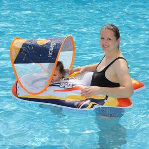 Swimbobo Mommy and Me Pool Baby Float with Removable Canopy,Infant seat Float for Swimming Pool,1 Child