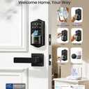Veise VE027-L Built-in WiFi Smart Lock with Handles, Fingerprint keyless Entry Door Lock Set, App Remote & Voice Control, Electronic Deadbolt for Front Door, Touchscreen Keypad, Auto Lock, Matte Black
