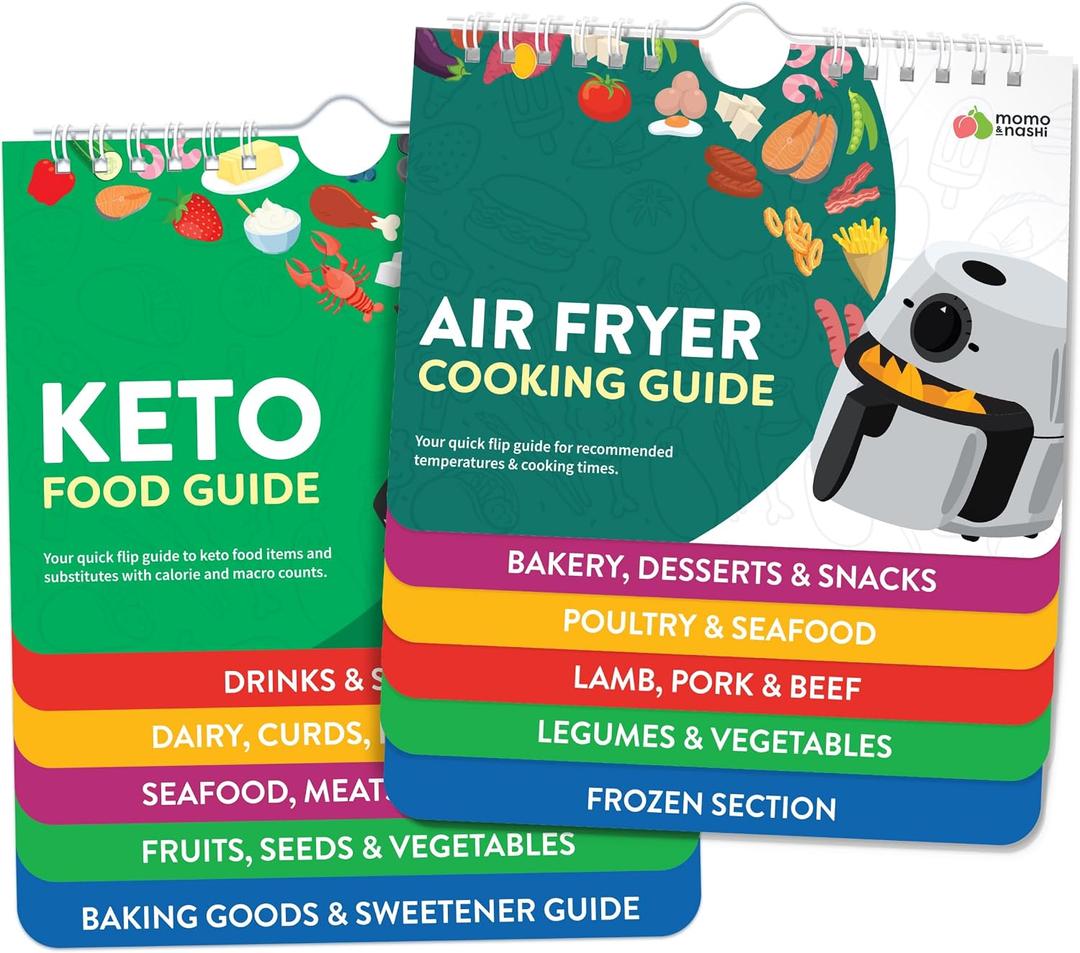 Air Fryer & Keto Cookbook Magnets - Set of 2 (7x6) - Air Fryer Accessories & Keto Meal Plan Cookbook - Airfryer Kitchen Appliances - Keto Foods & Keto Diet Book for Beginners - Kitchen Gadgets 2026, Large