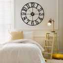 Large Wall Clock for Living Room Decor - 16 Inch Silent Non-Ticking Wall Clocks Battery Operated, Metal Vintage Retro Decorative Modern Wall Clock for Bedroom, Kitchen, Office, Farmhouse Decor