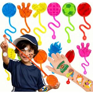 48PCS Sport Ball Party Favors - 24PCS Temporary Tattoos & 24PCS Stick Hands - Perfect Birthday Party Supplies, Goodie Bag Stuffers, Treasure Box Toys, Classroom Prizes, and Student Gifts