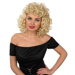 Women`s 50s Curly Blonde Movie Sweetheart Wig for Sandy Film Fancy Dress Costume
