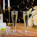 Bestluck 100 Pack Champagne Flutes Plastic, 4.5 oz Silver Glitter Plastic Disposable Stemware, Disposable Champagne Flutes for Party, Mimosa Bar, Wedding, Anniversary and Graduation
