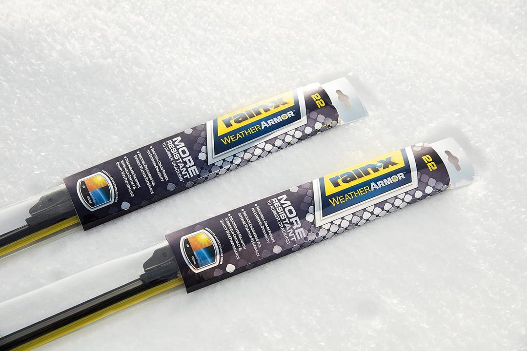 Rain-X 830220 WeatherArmor Beam Wiper Blades, 22 Inch Windshield Wipers (Pack of 1), Automotive Replacement Windshield Wiper Blades With Industrial Grade Synthetic Rubber Squeegee
