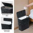 Coeusy Black Wicker Trash Can with Lid and Liner,Waterproof Narrow Waste Basket for Bathroom,Bedroom,Office,3 Gallon