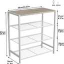 HOMEFORT 4-Tier Shoe Rack, Modern Industrial Shoe Storage Tower, Narrow Shoe Organizer for Closet Entryway, Small Shoe Rack Table with Durable Metal Shelves and MDF Top, White Oak