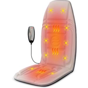 Heycool Vibration Back Massager with Heat, Massage Chair Pad with 10 Vibration Motors & 2 Heating Levels, Chair Massager for Recliner, Office Chair, Sofa, Heating Pad, Gifts for Mom Dad Woman Man (Beige)