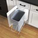 Single Pull-Out Trash Can, 35QT Under-Cabinet Kitchen Bin, Metal Frame, Grey, Fits Above 14 Opening Cabinets