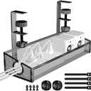 Under Desk Cable Management Tray Black, No Drill Desk Cable Wire Management Organizer with Clamp, PC Cord Organizer Accessories & Workspace for Office, Home