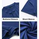LIFROWI Henley Shirts for Men Short Sleeve Mens T-Shirts Casual V Neck T Shirts Soft Basic Tee Classic Plain Shirts for Summer with Button(1-Blue,X-Large)