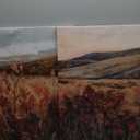 Vintage Framed Canvas Wall Art Farmhouse Landscape Wall Decor Moody Art Prints Home Decorations Maroon Wildflower Scenery Paintings for Living Room Bedroom Office Decor 16x24in Ready to Hang (Retro Field)