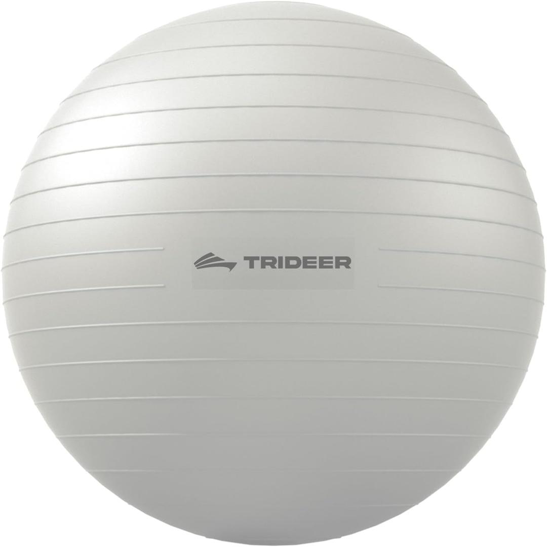 Trideer Exercise Ball for Yoga, Pilates & Fitness  Stability Ball Equipment for Home Gym & Office Chair, Core & Balance Training Accessories, Physical Therapy Equipment, Quick Pump Included, 5 Sizes (White)