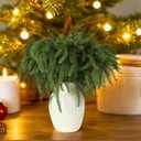 8 PCS Real Touch Norfolk Pine Branch,18" Artificial Christmas Green Plants Branches Faux Greenery Stems,Fake Norfolk Picks Pine for Vase DIY Crafts Garland Wreath Christmas Indoor Decor (8)