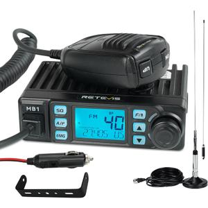 Retevis MB1 40 Channel CB Radio, Noise Cancellation Long Range Mobile Radio, with CB Antenna and Cigarette Lighter, Emergency Channel 9/19, 7-Color Screen, Auto-Scan, External Speaker Jack for Trucker