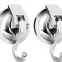 Suction Cup Hooks for Shower, Bathroom, Kitchen, Glass Door, Mirror, Tile  Loofah, Towel, Coat, Bath Robe Hook for Garland Decoration  Waterproof Wreath Hanger (2PACK, Silver)