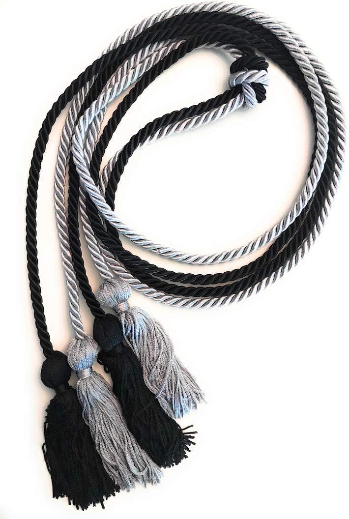 Double Graduation Honor Cords -Black and Silver