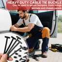 100pcs Nylon Universal Cable Tie Buckle, Heavy Duty Nylon Cable Ties Zip Ties Rivet for Car Fender Bumper Trunk, Self-Locking Zip Tie Clips with Pin & Button