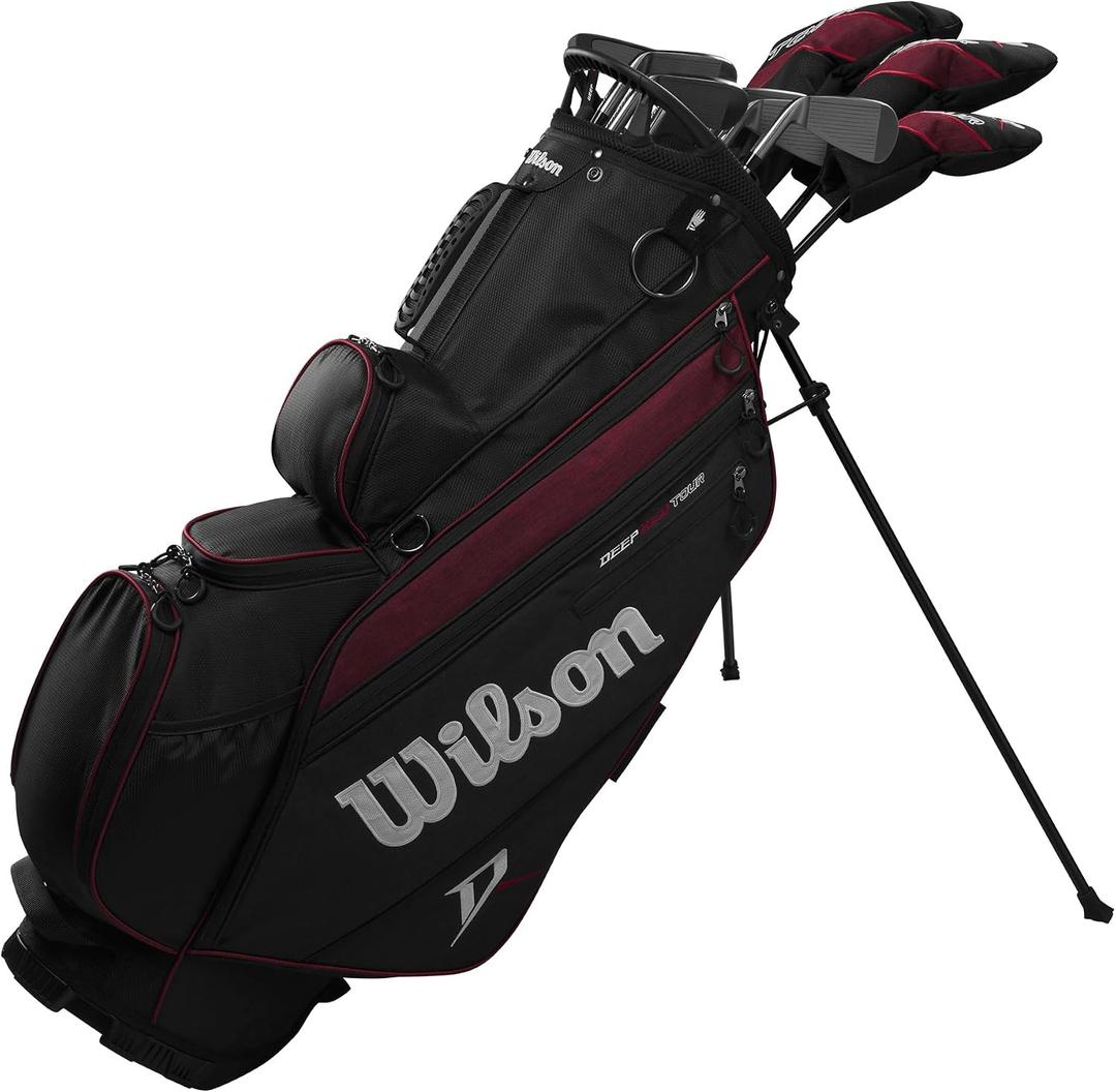 Wilson Deep Red Tour Complete Set with Stand Bag - Men's Right Hand ( Driver, 3 Wood, 5 Hybrid, Irons 6-SW, Putter, Bag and three Head Covers)