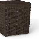 14 Gallon Outdoor Storage Box, Faux Rattan Deck Box with Removable Lid & Lockable Feature, All-Weather Waterproof Storage Bench for Poolside, Garden Tools Delivery Packages, Brown