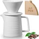 Pour Over Coffee Maker Set  Premium Ceramic Coffee Dripper with 500ml Capacity, Manual Style Coffee Maker White  Ideal for Home, Office, and Travel