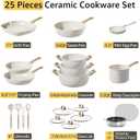 25Pcs Pots and Pans Set Non Stick, Ceramic Cookware with Titanium-Reinforced Nonstick Coating, PFAS-Free & Induction Ready, Long-Lasting Performance, Full Kitchen Set with 3 Casseroles