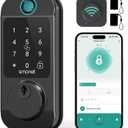 Smart Door Lock WiFi Deadbolt: SMONET Keyless Entry Front Fingerprint Keypad Electronic Digital Locks Alexa Deadbolt Remote Control, Bluetooth APP KeyFob Code Auto-Lock for Home, Black