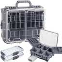 THKFISH Waterproof Tackle Box, Portable Fishing & Tackle Storage Box with Two 3500 Stowaway Boxes and Removable Dividers, Premium Tackle Box, Thicker Floating Airtight Stowaway,Pink/Green/Blue/Grey