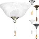 Progress Lighting 2-Light Ceiling Fan Light Kit for AirPro Collection Ceiling Fans, Classic Tranisitonal Style with Alabaster Style Glass Bowl, Includes 2 LED Light Bulbs and Finials in 5 Colors (Unfinished)