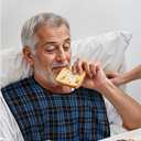 2 x Adult Bibs for Men Women Elderly Reusable Large Adult Bibs Reusable Waterproof Clothing Protector with Crumb Catcher (3pack Blue+red+grey)