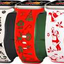 Christmas Band Compatible Apple Watch 38mm 40mm 41mm 42mm 44mm 45mm 46mm 49mm Winter Women,Blingbrione 3 packs Engraved Pink Silicone Santa Snowman Xmas Holiday Green Red 3 Sets Strap for iphone Watch Series Ultra 11 10 9 8 7 SE 6 5 4 3 2 1