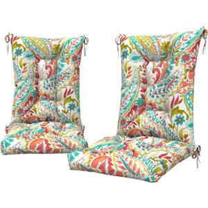 DYTXIII Set of 2 Rocking Chair Cushions for Outdoor/Indoor Use,Water Resistant Tufted High Back Chair Pads for Patio,Porch,Balcony Rocker and Adirondack Furniture - Pretty Paisley
