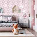 Modern White and Pink Peel and Stick Wallpaper Stripe Diamond Wallpaper Vinyl Waterproof Contact Paper Shelf Paper Drawer Liner Roll for Bedroom Living Room 17.7"x300"