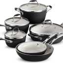 Tramontina Ceramica Deluxe 10-Piece Cookware Set with Lids, Ceramic Non Stick Pots and Pans Kitchen Set, Oven-Safe, Metallic Black