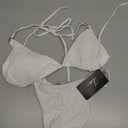 Women's Two Piece Bikini Sets Sexy Halter Ring Swimsuit Triangle String Cheeky Bathing Suit (White)