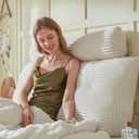 Headboard Wedge Pillow + A Long Neck Roll Pillow Body PillowLarge Headboard Pillow with Removable Cover (Beige, Queen 59x8x20 inches)