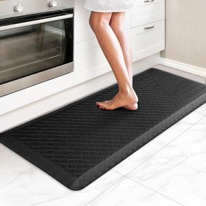 HappyTrends Kitchen Floor Mat - 4/5 Inch Thick Anti-Fatigue Kitchen Rug,Waterproof Non-Slip Kitchen Mats and Rugs Heavy Duty Ergonomic Comfort Rug for Kitchen,Office,Sink,Laundry,(22"x54", Black)
