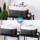 HOdo Home 3PCS Fabric Storage Bin with Drawstring Closure and 2 Bold Handles, Collapsible Large Canvas Storage Baskets for Organizing Shelf Nursery Home (White and Black, 15.8L11.8W9.5H) (15.811.89.5in/3-Pack)