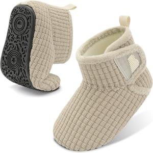 Baby Toddler Slippers Girls Boys House Shoes Fuzzy Boots Socks | Breathable, Lightweight, Fur Lined, Easy Slip on and off, Non-Slip Rubber Sole, Machine Washable, for Bedroom Indoor Outdoor