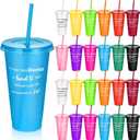 Skylety 24 Set Doctor Appreciation Gift 24 oz Thank You Party Gift Supplies Tumbler Plastic Coffee Cups with Straws and Lids for Birthday Coworker Graduation Party Favor