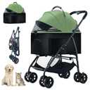 3-in-1 Pet Dog Stroller, Dog Wagon with Removable Carrier, Cat Stroller for Medium Dogs Up to 55lbs (Green)