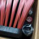 24 Push Broom Outdoor Heavy Duty, Large Commercial Stiff Bristle Brush with 63 inches Long Handle for Garage Shop Garden Yard Patio Deck Street Warehouse Lawn Driveway (Red)